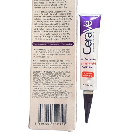 CeraVe Skin Renewing Vitamin C Serum 1oz Hyaluronic Acid Vit B5 10% VIT C NIB - Picture 2 of 2
